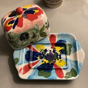 Anthropologie Amaryllis Half Stick Butter Dish